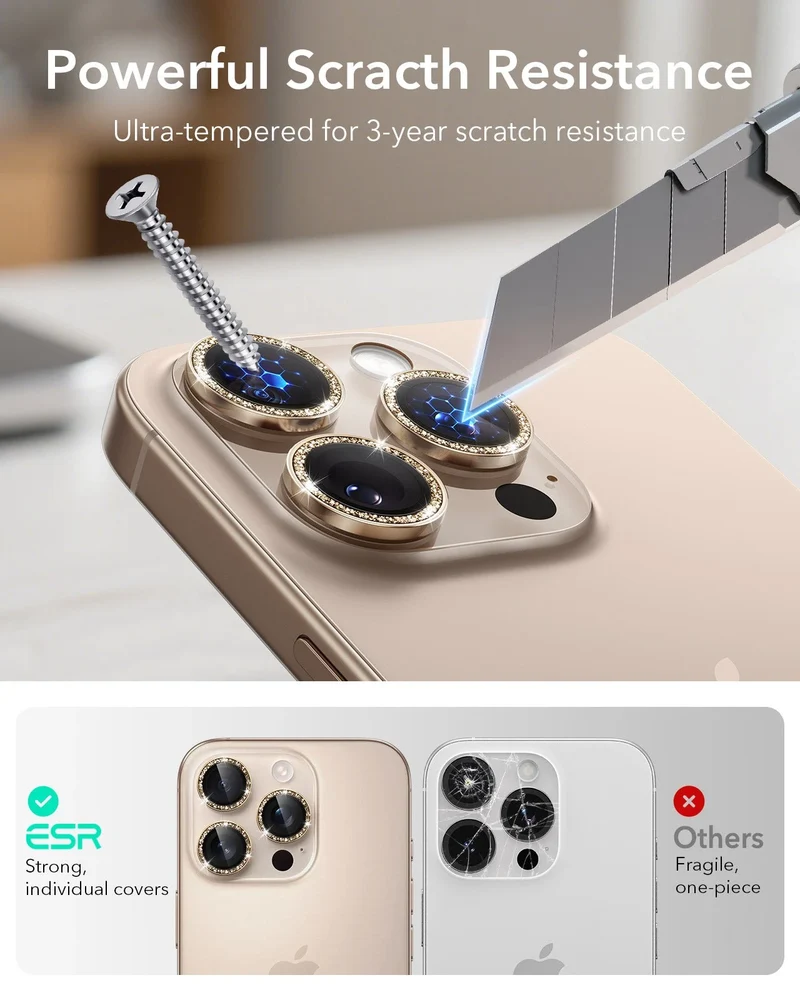 iPhone 16 Pro Max/Pro Armorite Camera Lens Protectors - Desert Titanium Shimmer