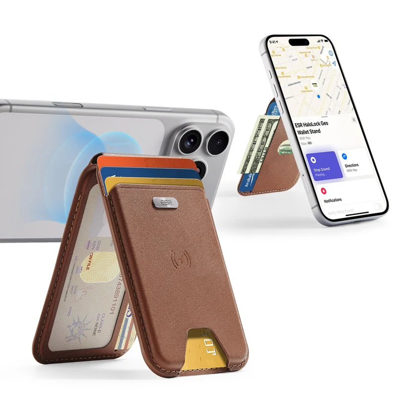 Geo Magnetic Wallet Stand - Brown