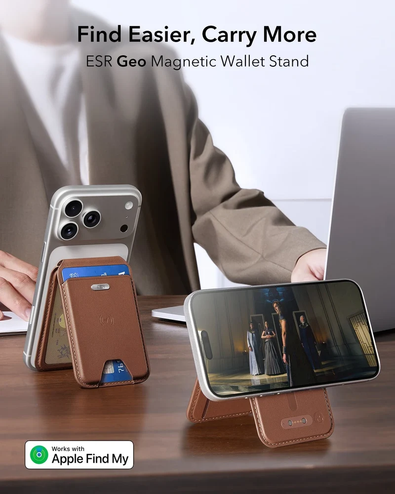 Geo Magnetic Wallet Stand - Brown