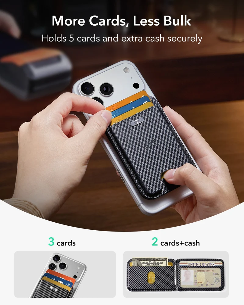 Geo Magnetic Wallet Stand - Black Carbon Fiber