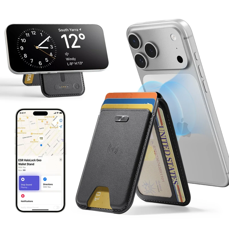 Geo Magnetic Wallet Stand - Black