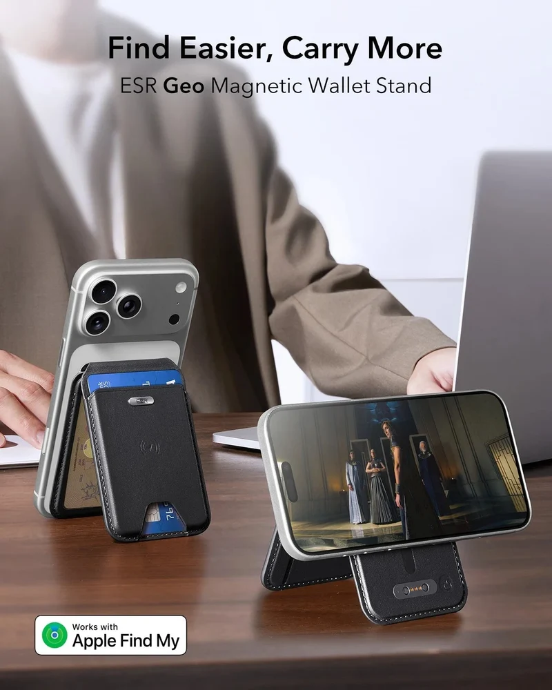 Geo Magnetic Wallet Stand - Black