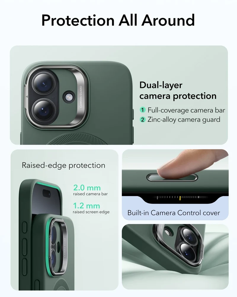 iPhone 17 Cloud Soft Magnetic Case (Camera Control, Stash Stand) - Olive Green