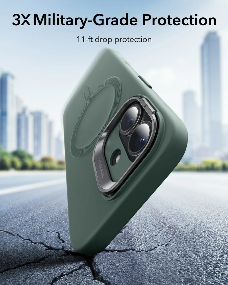 iPhone 17 Cloud Soft Magnetic Case (Camera Control, Stash Stand) - Olive Green