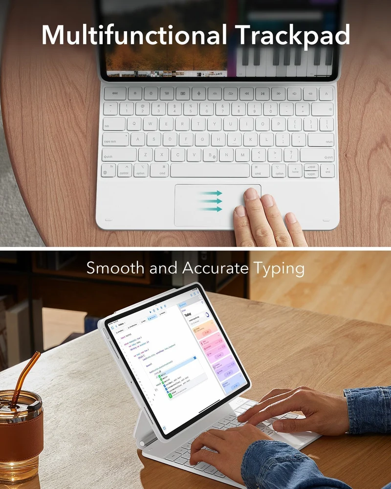 iPad Pro 13ʺ (2025) Rebound Magnetic Keyboard Case 360 Pencil Bundle - US Layout-White