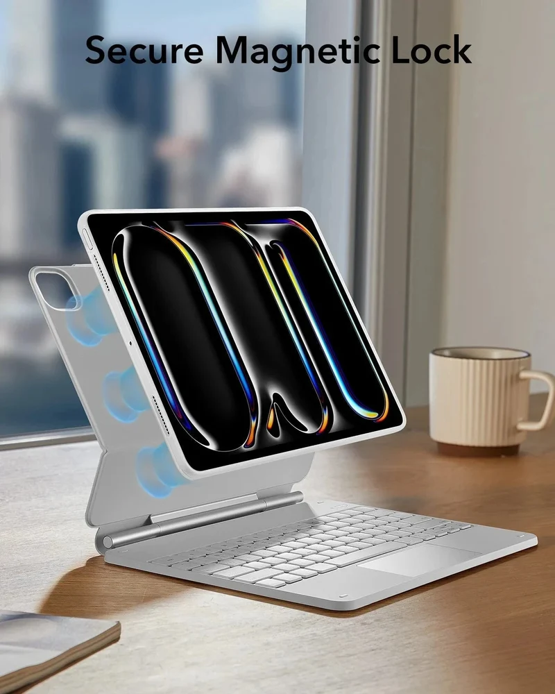 iPad Pro 13ʺ (2025) Rebound Magnetic Keyboard Case 360 Pencil Bundle - US Layout-White