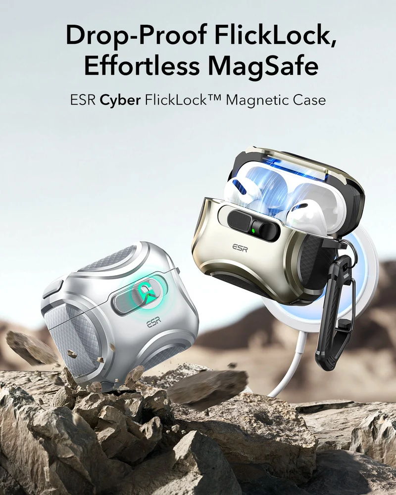 AirPods Pro 3 Cyber FlickLock Magnetic Case - Gray