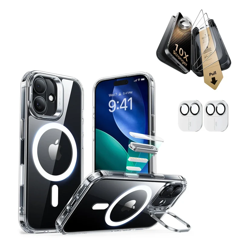 iPhone 17 Bundle Classic Hybrid Magnetic Case (Camera Control, Stash Stand) and Armorite Pro Screen Protector - Clear