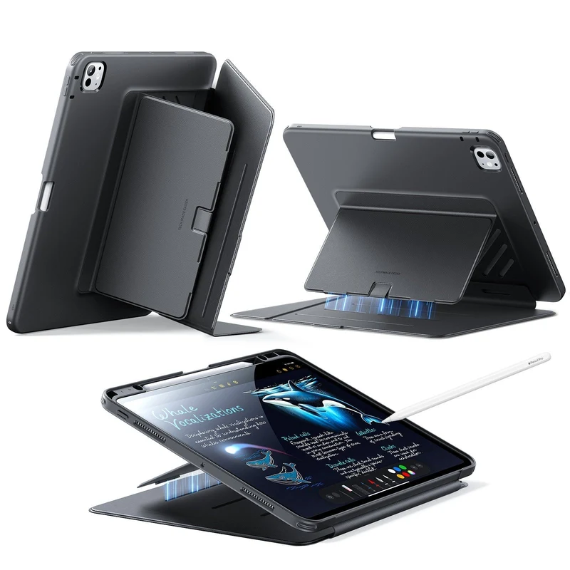 iPad Pro 13" (2025) Flip Magnetic Case with Pencil Holder - Black