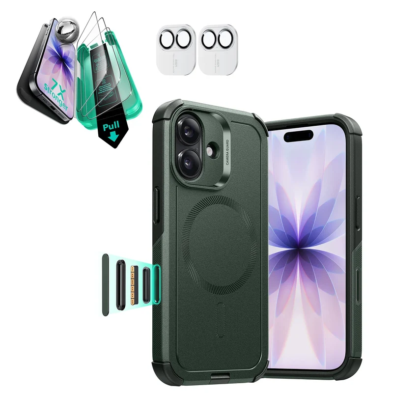 iPhone 17 Bundle Cyber Tough Magnetic Case (Camera Control) and Armorite Screen Protector - Olive Green