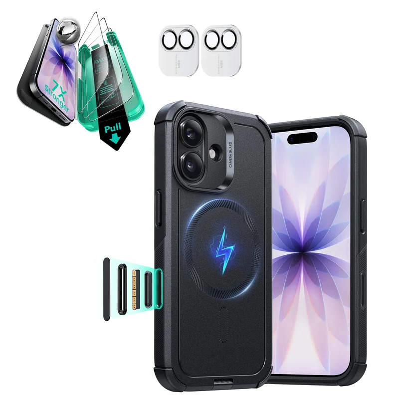 iPhone 17 Bundle Cyber Tough Magnetic Case (Camera Control) and Armorite Screen Protector - Black