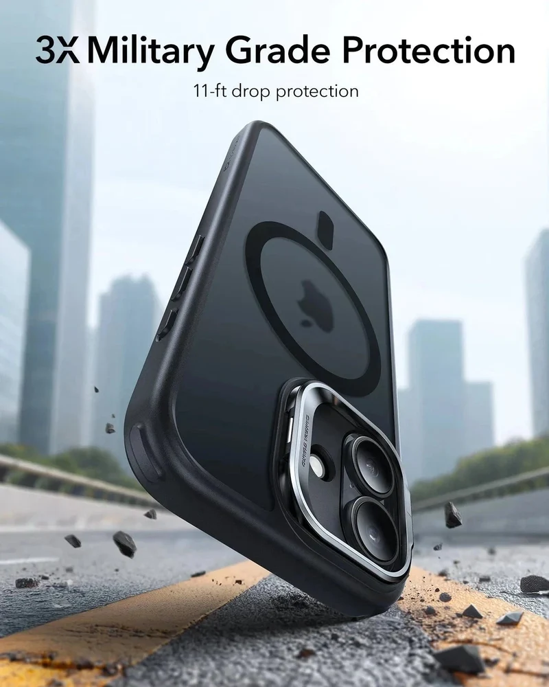iPhone 17 Bundle Classic Hybrid Magnetic Case (Camera Control, Stash Stand) and Armorite Screen Protector - Frosted Black