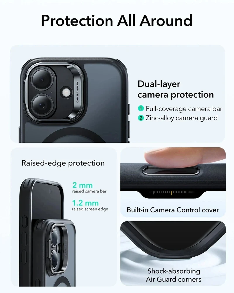 iPhone 17 Bundle Classic Hybrid Magnetic Case (Camera Control, Stash Stand) and Armorite Screen Protector - Frosted Black