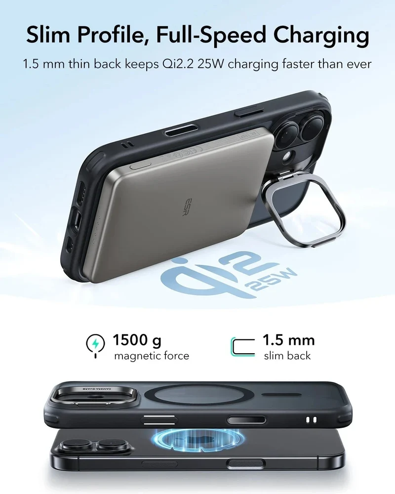 iPhone 17 Bundle Classic Hybrid Magnetic Case (Camera Control, Stash Stand) and Armorite Screen Protector - Frosted Black
