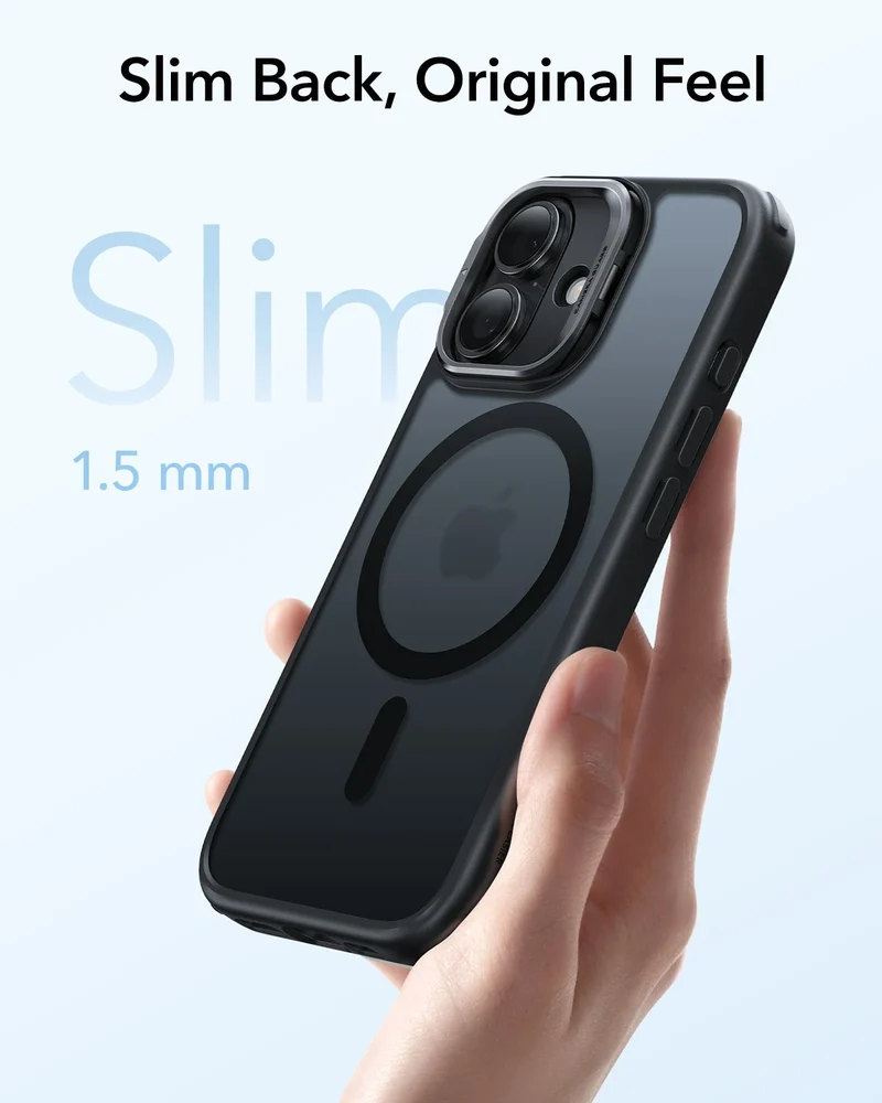 iPhone 17 Classic Hybrid Magnetic Case (Camera Control, Stash Stand) - Frosted Black