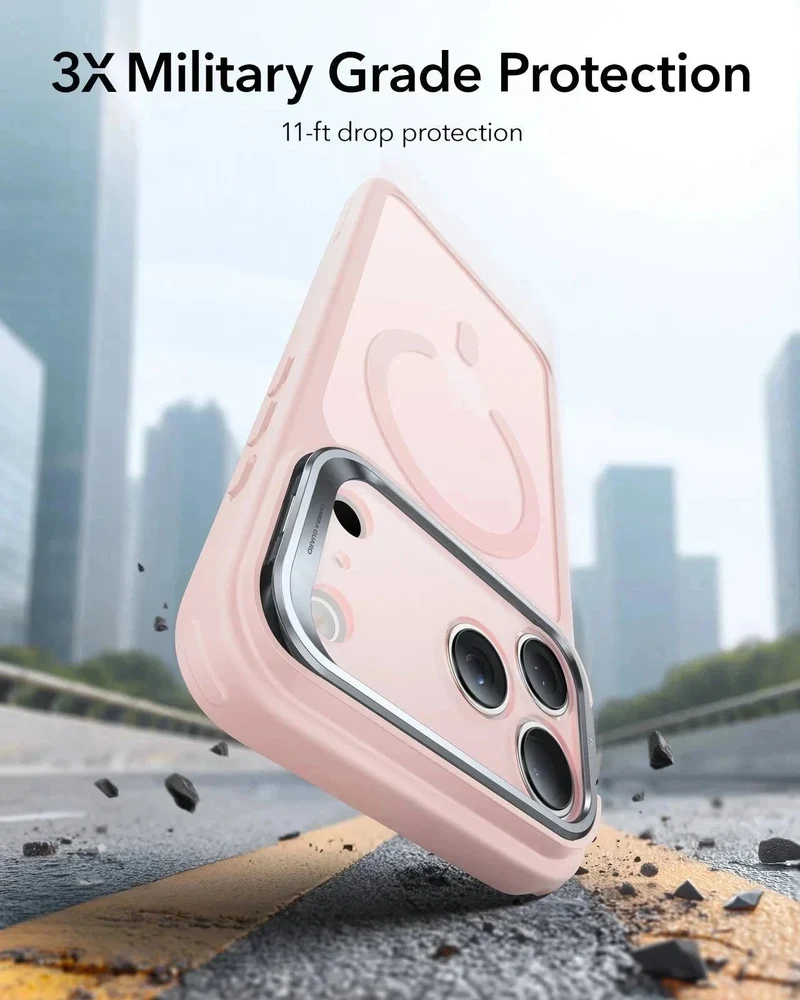iPhone 17 Pro Bundle Classic Hybrid Magnetic Case (Camera Control, Stash Stand) and Armorite Screen Protector - Frosted Bubblegum Pink