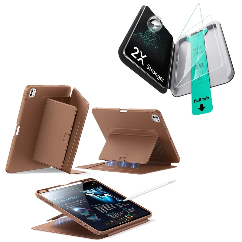 iPad Pro 13ʺ (2025) Flip Magnetic Protection Bundle - Brown
