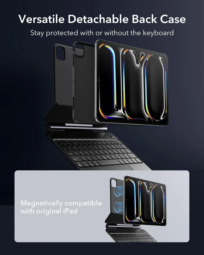 iPad Pro 11ʺ (2025) Bundle Rebound Magnetic Keyboard Case 360 & Paper-Feel Screen Protectors - US Layout-Black