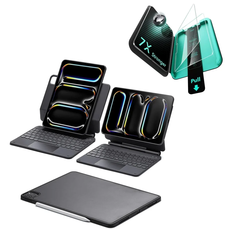 iPad Pro 13ʺ (2025) Bundle Rebound Magnetic Keyboard Case 360 & Armorite Screen Protectors - US Layout-Black
