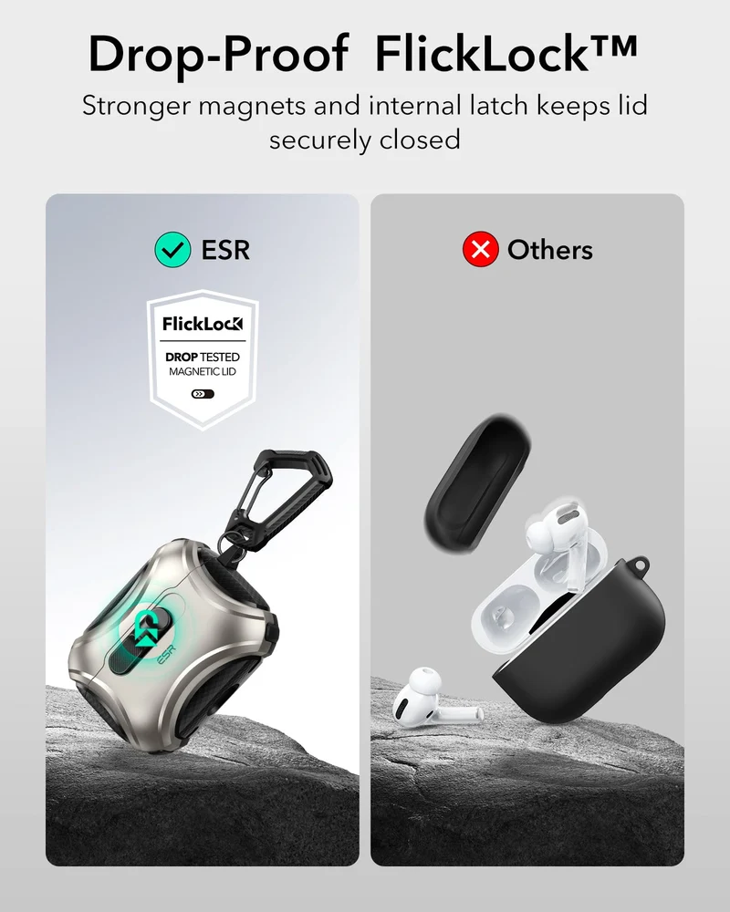 AirPods Pro 3 Cyber FlickLock Magnetic Case - Titanium