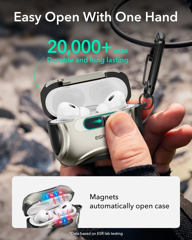 AirPods Pro 3 Cyber FlickLock Magnetic Case - Titanium
