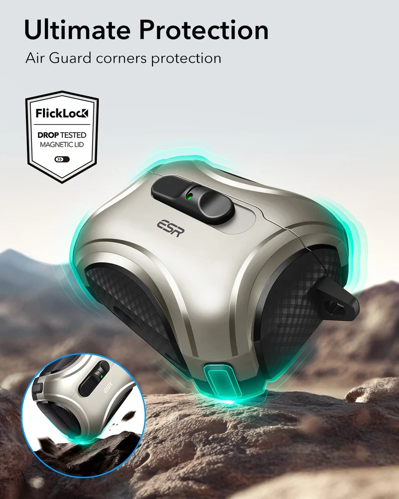 AirPods Pro 3 Cyber FlickLock Magnetic Case - Titanium