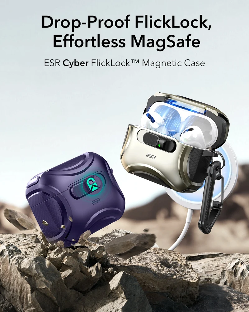 AirPods Pro 3 Cyber FlickLock Magnetic Case - Purple