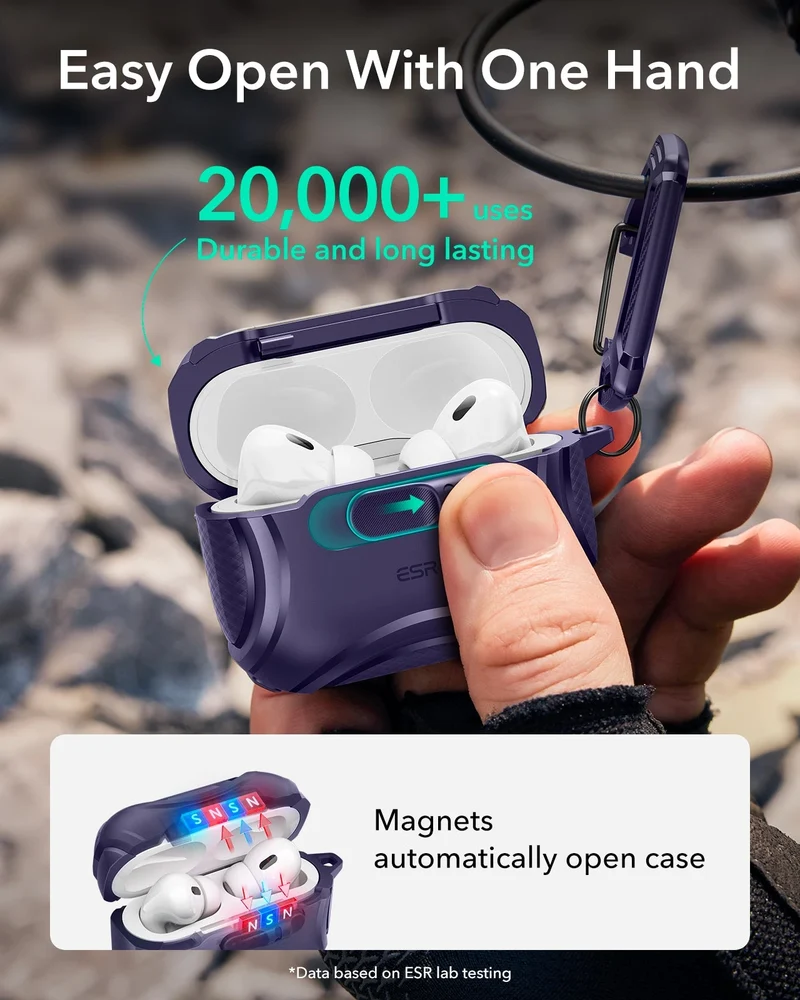 AirPods Pro 3 Cyber FlickLock Magnetic Case - Purple