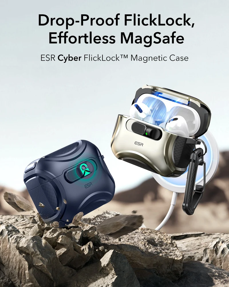 AirPods Pro 3 Cyber FlickLock Magnetic Case - Blue