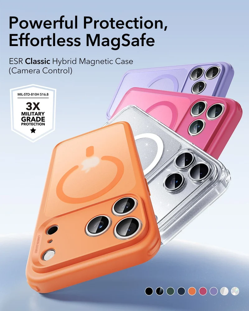 iPhone 17 Pro Max Classic Hybrid Magnetic Case (Camera Control) - Frosted Orange
