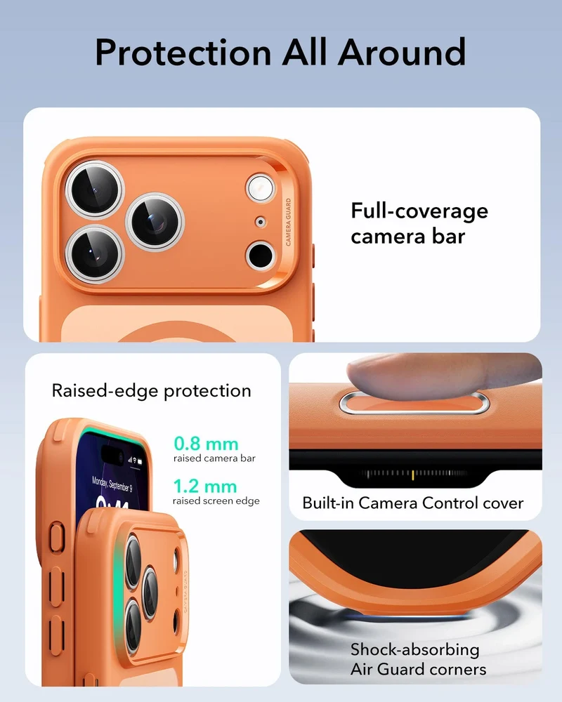 iPhone 17 Pro Max Classic Hybrid Magnetic Case (Camera Control) - Frosted Orange