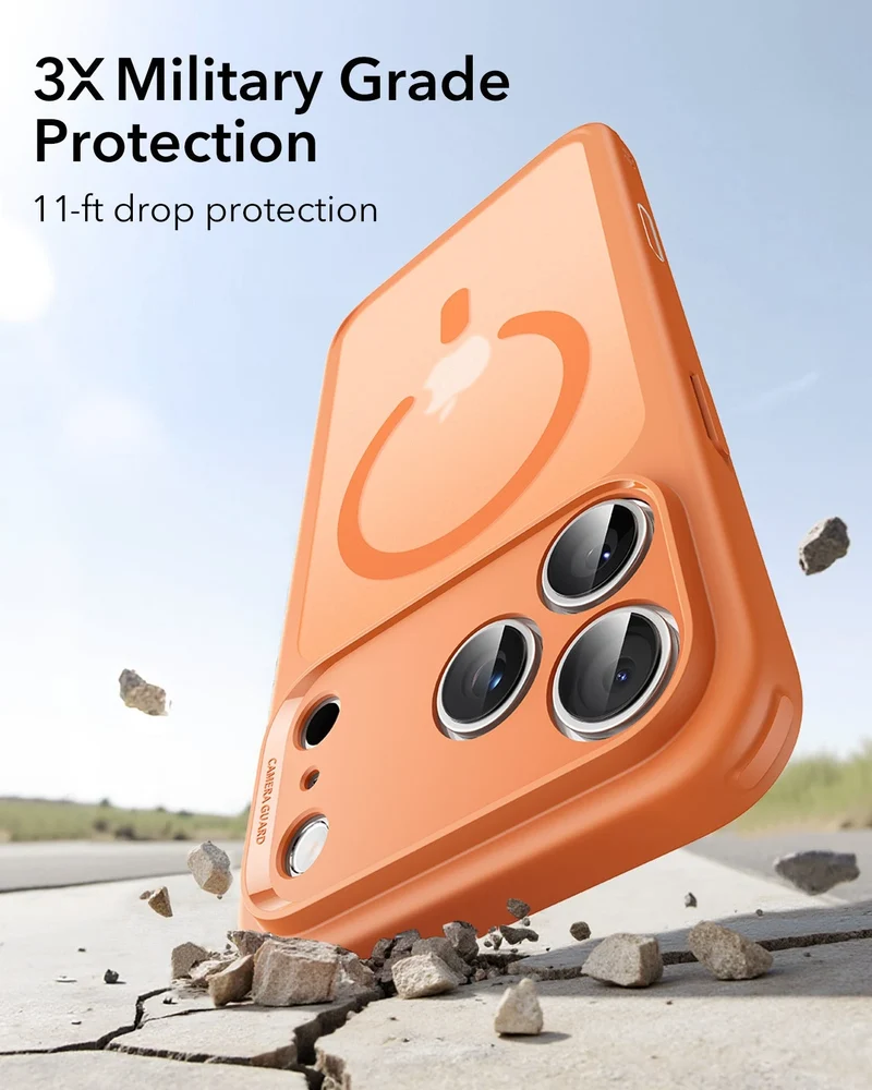 iPhone 17 Pro Max Classic Hybrid Magnetic Case (Camera Control) - Frosted Orange