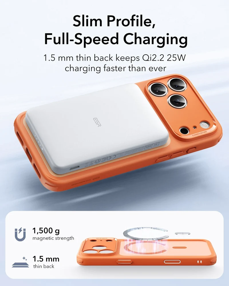 iPhone 17 Pro Max Classic Hybrid Magnetic Case (Camera Control) - Frosted Orange