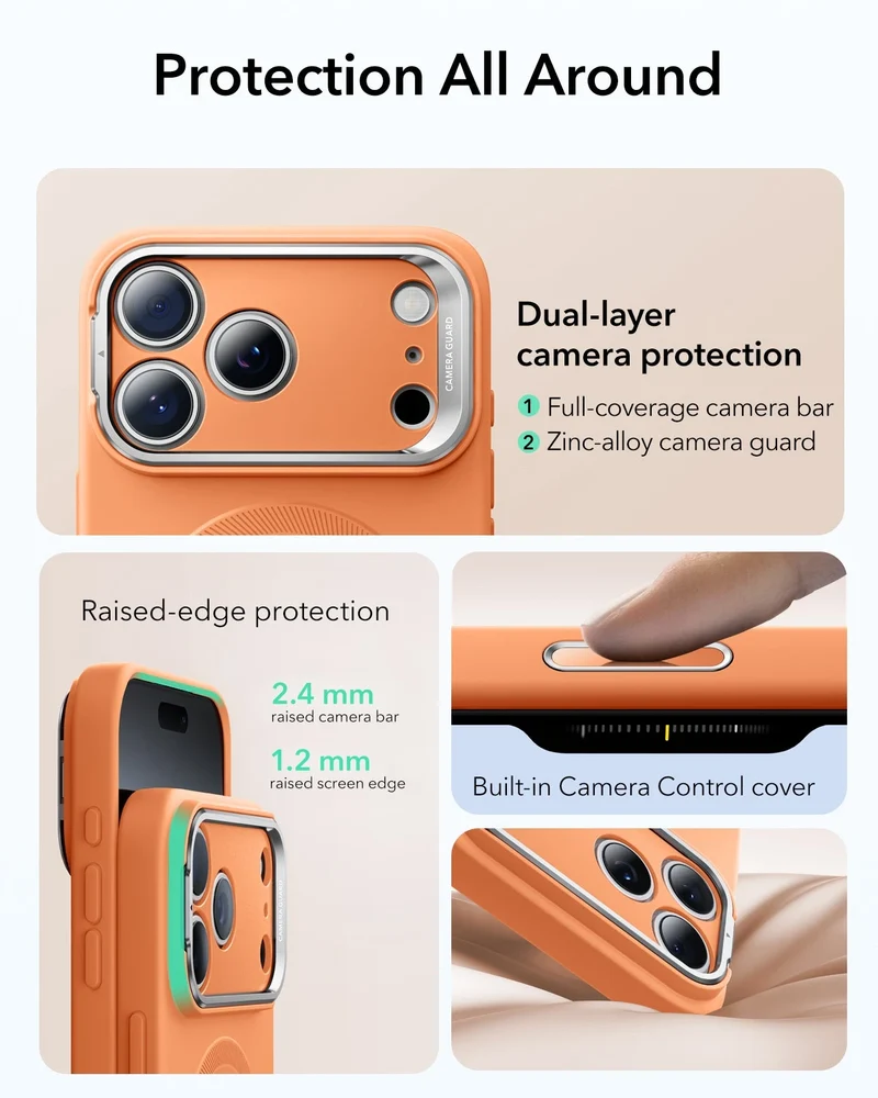 iPhone 17 Pro Max Cloud Soft Magnetic Case (Camera Control, Stash Stand) - Orange
