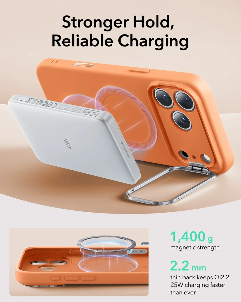 iPhone 17 Pro Max Cloud Soft Magnetic Case (Camera Control, Stash Stand) - Orange