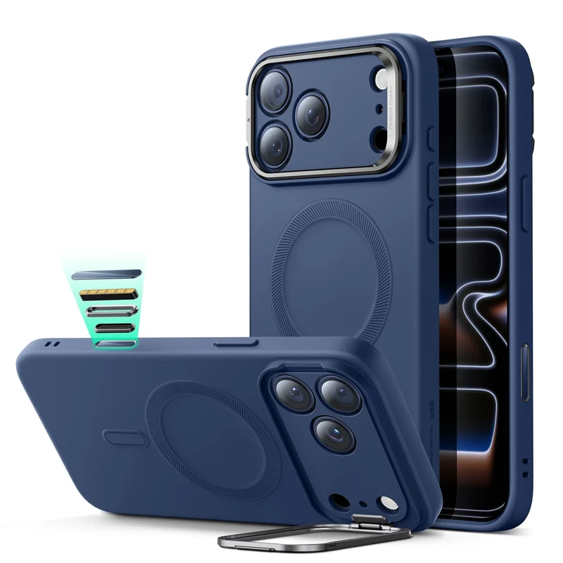 iPhone 17 Pro Max Cloud Soft Magnetic Case (Camera Control, Stash Stand) - Navy Blue