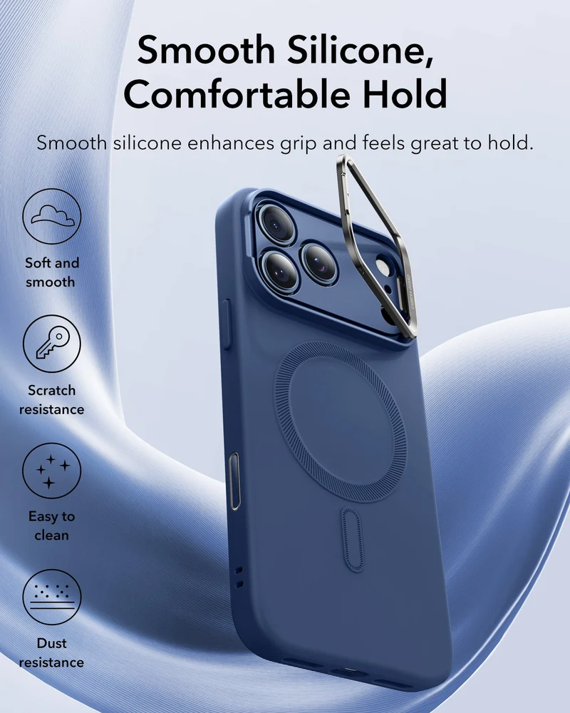 iPhone 17 Pro Max Cloud Soft Magnetic Case (Camera Control, Stash Stand) - Navy Blue