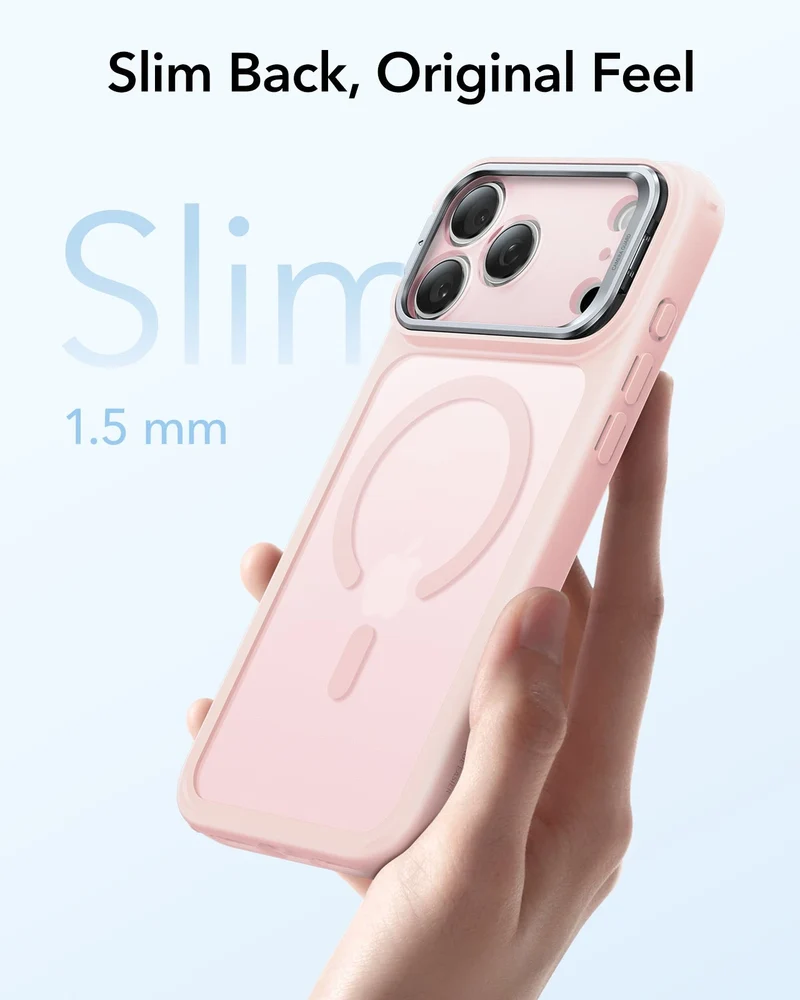 iPhone 17 Pro Classic Hybrid Magnetic Case (Camera Control, Stash Stand) - Frosted Bubblegum Pink