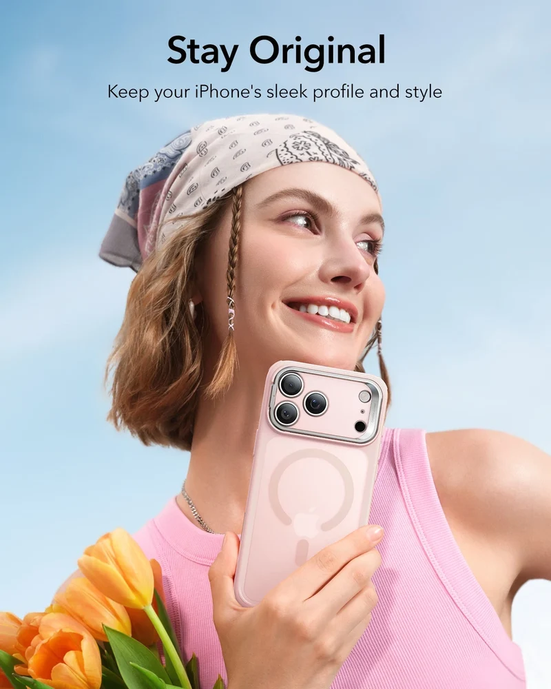 iPhone 17 Pro Classic Hybrid Magnetic Case (Camera Control, Stash Stand) - Frosted Bubblegum Pink