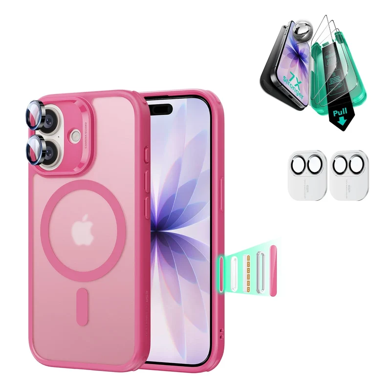 iPhone 17 Bundle Classic Hybrid Magnetic Case (Camera Control) and Armorite Screen Protector - Frosted Pink