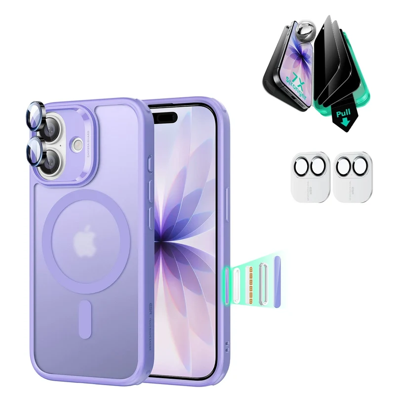 iPhone 17 Bundle Classic Hybrid Magnetic Case (Camera Control) and Armorite Privacy Screen Protector - Frosted Purple