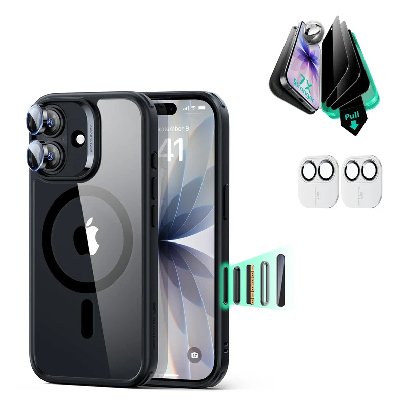 iPhone 17 Bundle Classic Hybrid Magnetic Case (Camera Control) and Armorite Privacy Screen Protector - Clear Black