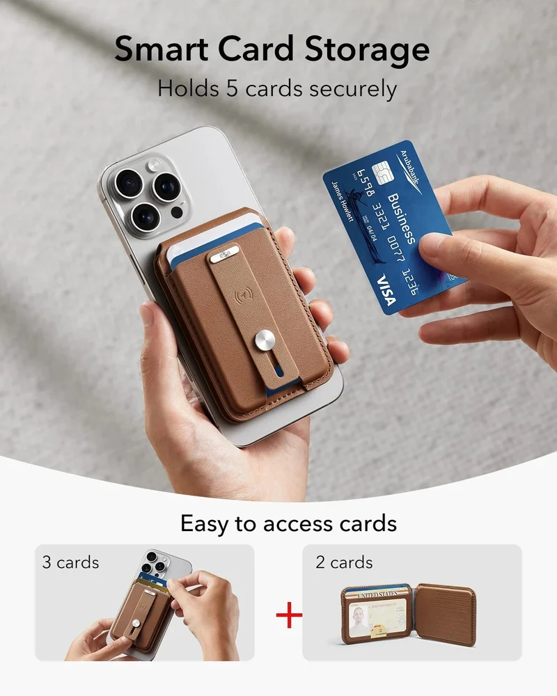 Geo Magnetic Wallet Stand (Grip) - Caramel Brown