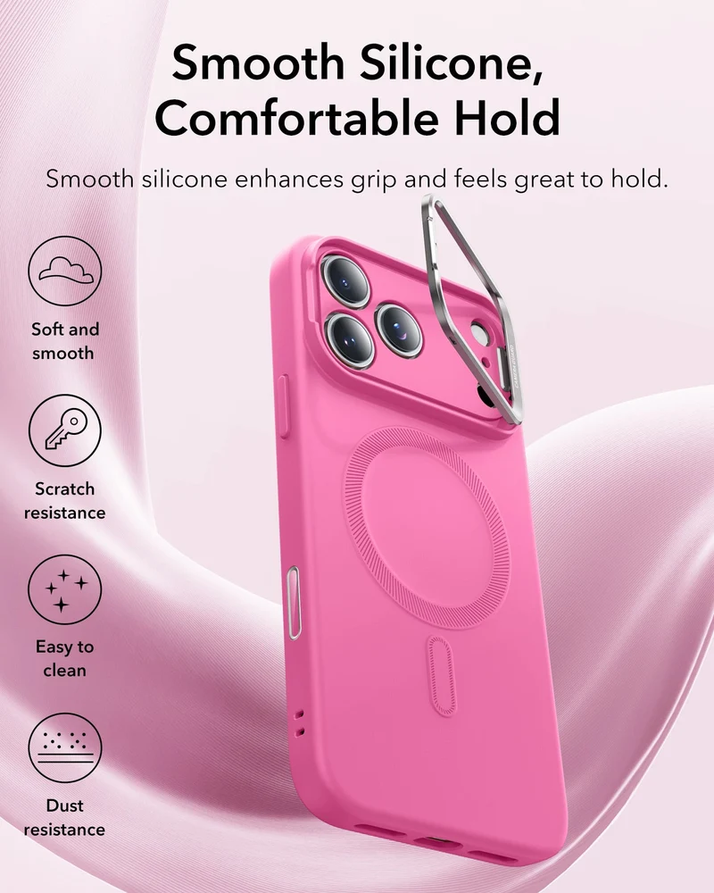 iPhone 17 Pro Max Cloud Soft Magnetic Case (Camera Control, Stash Stand) - Rosy Pink