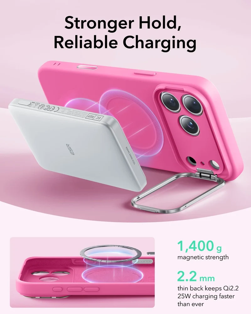 iPhone 17 Pro Max Cloud Soft Magnetic Case (Camera Control, Stash Stand) - Rosy Pink