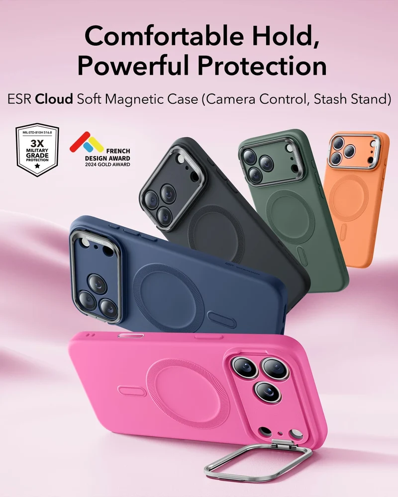 iPhone 17 Pro Cloud Soft Magnetic Case (Camera Control, Stash Stand) - Rosy Pink