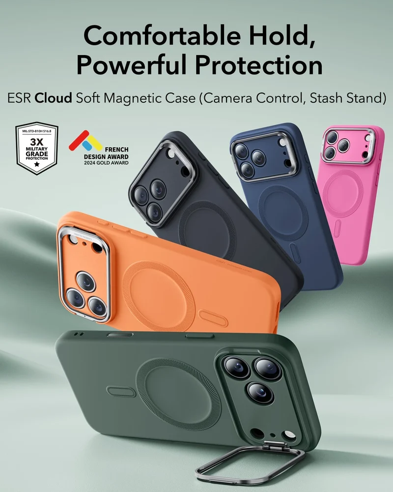 iPhone 17 Pro Cloud Soft Magnetic Case (Camera Control, Stash Stand) - Olive Green