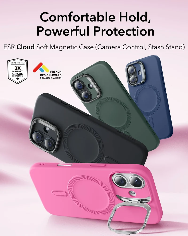 iPhone 17 Cloud Soft Magnetic Case (Camera Control, Stash Stand) - Rosy Pink