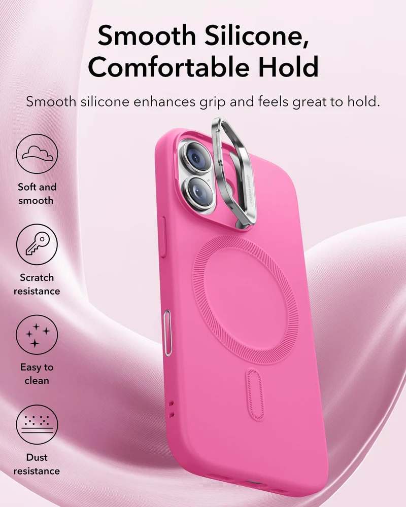 iPhone 17 Cloud Soft Magnetic Case (Camera Control, Stash Stand) - Rosy Pink