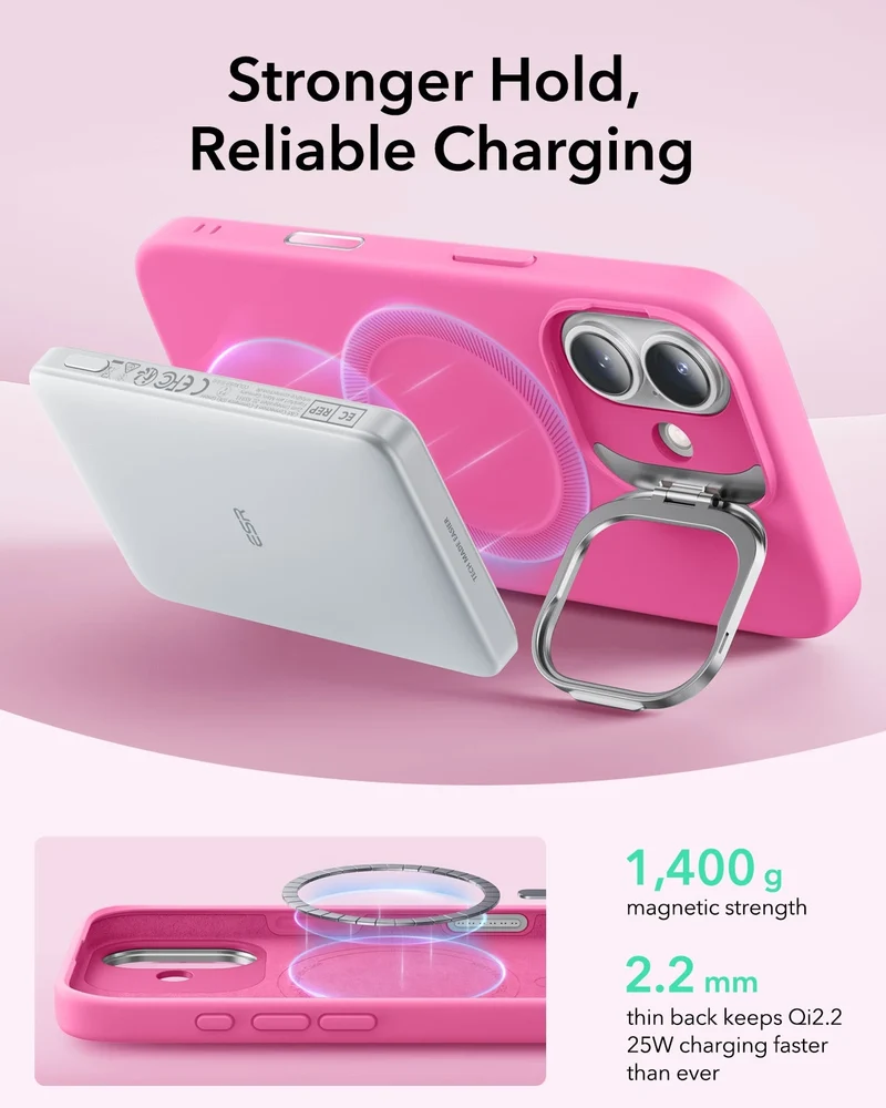 iPhone 17 Cloud Soft Magnetic Case (Camera Control, Stash Stand) - Rosy Pink